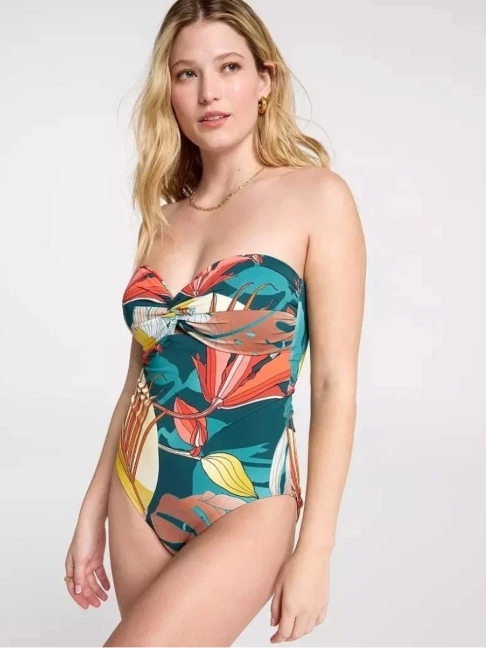 NWOT - Calia Twisted Strapless Bandeau One Piece Swimsuit